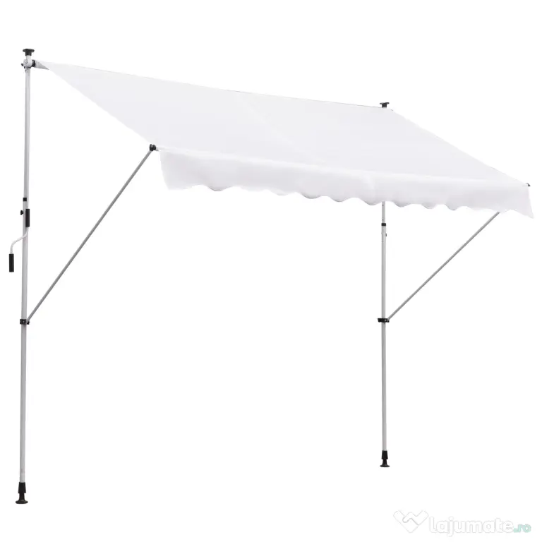 Outsunny Copertina de Perete cu Stâlpi de Sprijin, Protecție UV, Alba, 300x150 cm | Aosom Romania