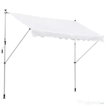 Outsunny Copertina de Perete cu Stâlpi de Sprijin, Protecție UV, Alba, 300x150 cm | Aosom Romania