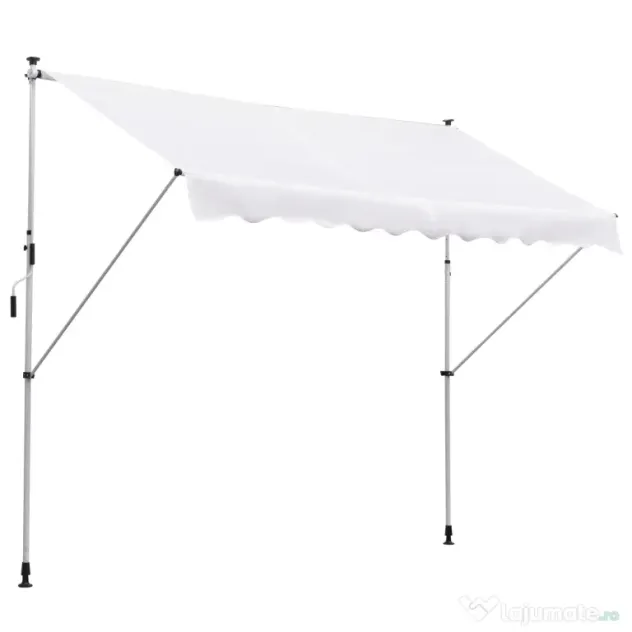Outsunny Copertina de Perete cu Stâlpi de Sprijin, Protecție UV, Alba, 300x150 cm | Aosom Romania