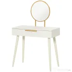 HOMCOM Masă de machiaj cu oglindă și 2 sertare pentru accesorii, din lemn, 80x40x123 cm, alb