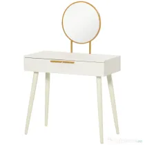 HOMCOM Masă de machiaj cu oglindă și 2 sertare pentru accesorii, din lemn, 80x40x123 cm, alb