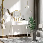 HOMCOM Masă de Toaletă/Machiaj cu Oglindă și 2 Sertare pentru Accesorii, Toaletă de Machiaj din Lemn, 80x40x123 cm, Alb | Aosom Romania