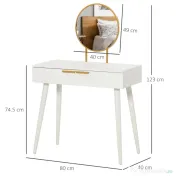 HOMCOM Masă de Toaletă/Machiaj cu Oglindă și 2 Sertare pentru Accesorii, Toaletă de Machiaj din Lemn, 80x40x123 cm, Alb | Aosom Romania