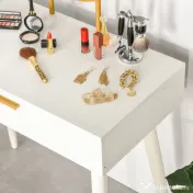 HOMCOM Masă de Toaletă/Machiaj cu Oglindă și 2 Sertare pentru Accesorii, Toaletă de Machiaj din Lemn, 80x40x123 cm, Alb | Aosom Romania