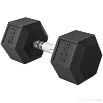 HOMCOM Gantera hexagonala de 20kg din otel si cauciuc pentru antrenament in sala de sport, acasa si la birou, negru