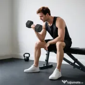HOMCOM Gantera hexagonala de 20kg din otel si cauciuc pentru antrenament in sala de sport, acasa si la birou, negru