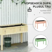 Outsunny Jardinieră Înălțată Rabatabilă, Realizată din Lemn de Brad cu 4 Orificii de Drenaj, pentru Grădină, Terasă sau Balcon, 115x56x76 cm, Culoare Lemn | Aosom Romania 