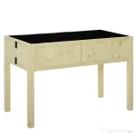 Outsunny Jardinieră Ridicată Pliabilă, Pat pentru Grădină în Lemn de Brad cu 4 Orificii de Drenaj, pentru Grădină, Terasă, Balcon, 115x56x76 cm, Culoare Lemn