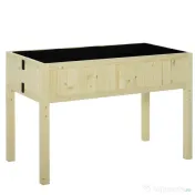 Outsunny Jardinieră Ridicată Pliabilă, Pat pentru Grădină în Lemn de Brad cu 4 Orificii de Drenaj, pentru Grădină, Terasă, Balcon, 115x56x76 cm, Culoare Lemn