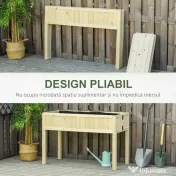 Outsunny Jardinieră Ridicată Pliabilă, Pat pentru Grădină în Lemn de Brad cu 4 Orificii de Drenaj, pentru Grădină, Terasă, Balcon, 115x56x76 cm, Culoare Lemn