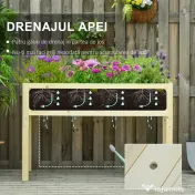 Outsunny Jardinieră Ridicată Pliabilă, Pat pentru Grădină în Lemn de Brad cu 4 Orificii de Drenaj, pentru Grădină, Terasă, Balcon, 115x56x76 cm, Culoare Lemn