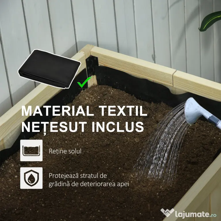 Outsunny Jardinieră Ridicată Pliabilă, Pat pentru Grădină în Lemn de Brad cu 4 Orificii de Drenaj, pentru Grădină, Terasă, Balcon, 115x56x76 cm, Culoare Lemn