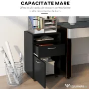 Homcom Comoda Birou Neagra – 2 Sertare & 4 Roti Pivotante