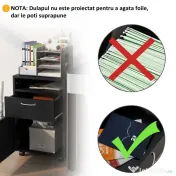 Homcom Comoda Birou Neagra – 2 Sertare & 4 Roti Pivotante