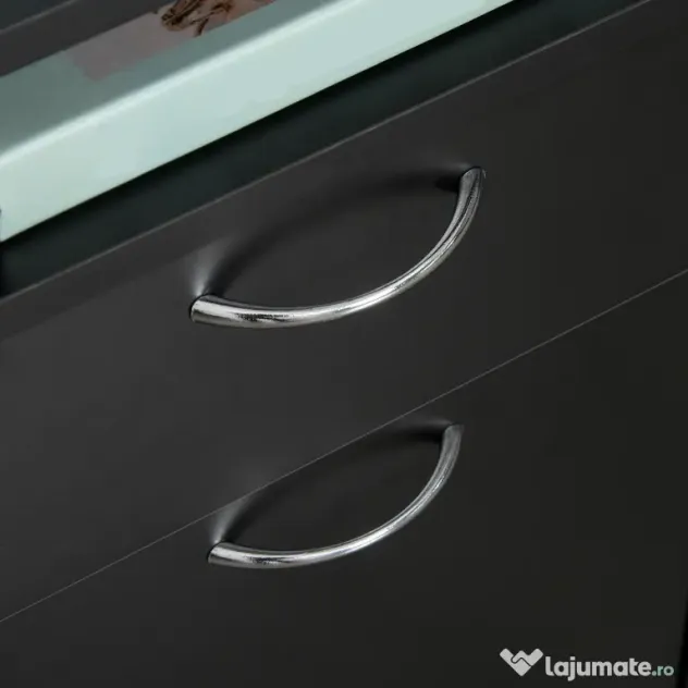 HOMCOM Dulap Mobil cu 4 Roți (2 cu Frână), Raft și 2 Sertare pentru Documente, PAL și Metal, 40x35x60 cm, Negru | Aosom Romania