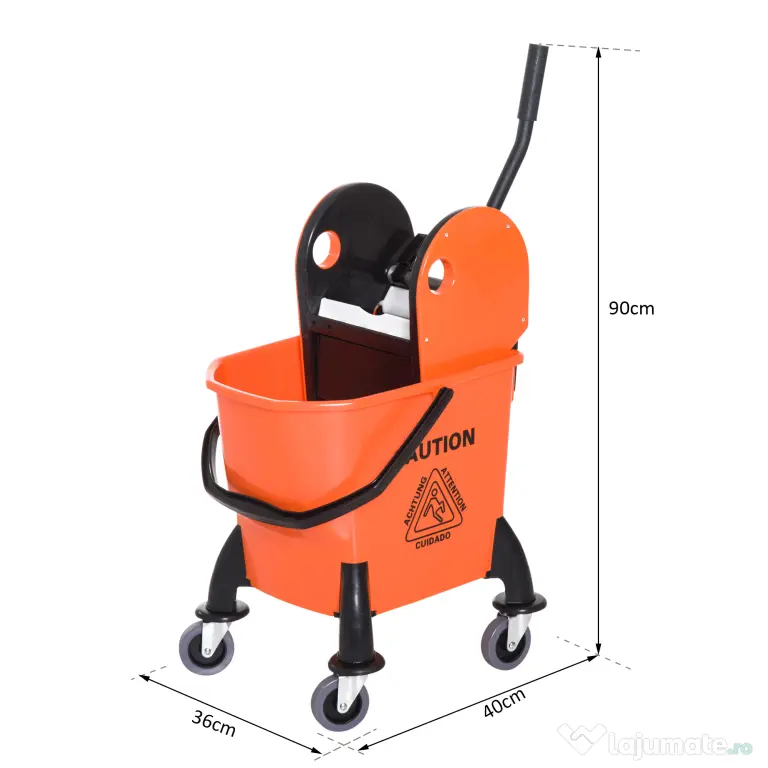 HOMCOM Carucior de Curățenie Profesional, Compact, Ideal pentru Spații Mici, 44×36×90 cm | Aosom Romania
