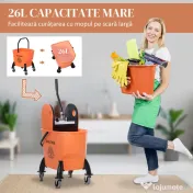 HOMCOM Carucior de Curățenie Profesional, Compact, Ideal pentru Spații Mici, 44×36×90 cm | Aosom Romania 