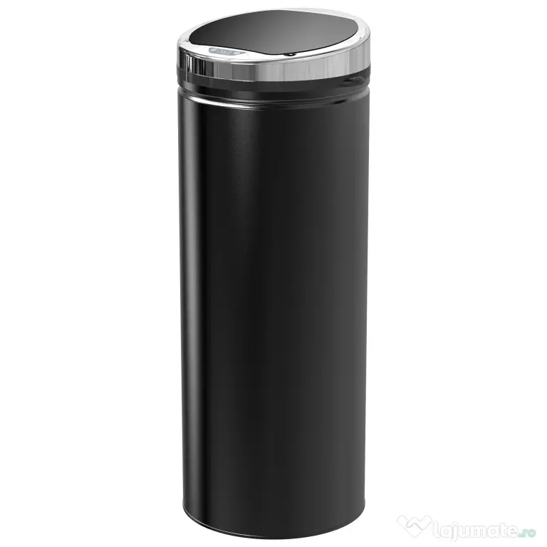 HOMCOMCoș de Gunoi Automat cu Senzor Infraroșu, Capacitate 50L, din Oțel Inoxidabil și ABS, Deschidere Inteligentă Fără Atingere, Negru