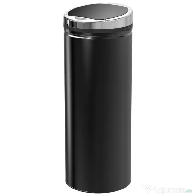 HOMCOMCoș de Gunoi Automat cu Senzor Infraroșu, Capacitate 50L, din Oțel Inoxidabil și ABS, Deschidere Inteligentă Fără Atingere, Negru