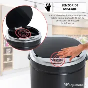 HOMCOMCoș de Gunoi Automat cu Senzor Infraroșu, Capacitate 50L, din Oțel Inoxidabil și ABS, Deschidere Inteligentă Fără Atingere, Negru 