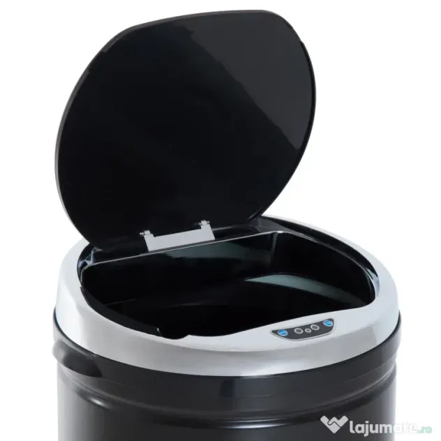 HOMCOMCoș de Gunoi Automat cu Senzor Infraroșu, Capacitate 50L, din Oțel Inoxidabil și ABS, Deschidere Inteligentă Fără Atingere, Negru