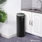 HOMCOMCoș de Gunoi Automat cu Senzor Infraroșu, Capacitate 50L, din Oțel Inoxidabil și ABS, Deschidere Inteligentă Fără Atingere, Negru 