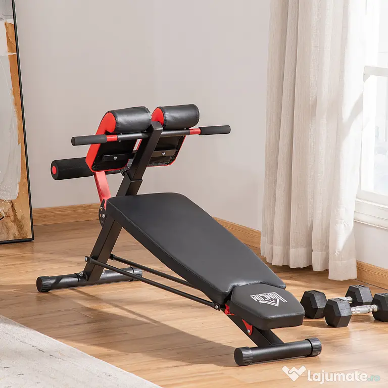 HOMCOM Bancă de Antrenament Reglabilă, Fitness, Musculație, 4x146x73,5-85cm, Negru | Aosom Romania