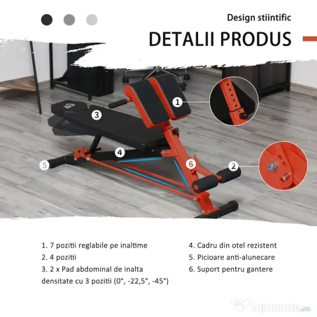 HOMCOM Bancă de Antrenament Reglabilă, Fitness, Musculație, 4x146x73,5-85cm, Negru | Aosom Romania