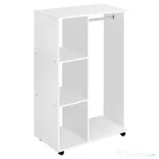HOMCOM Stand pentru Haine Mobil, Suport Umerașe cu Roți și Raft Depozitare Încălțăminte, Șifonier Deschis, 80x40x128 cm 