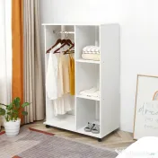HOMCOM Stand pentru Haine Mobil, Suport Umerașe cu Roți și Raft Depozitare Încălțăminte, Șifonier Deschis, 80x40x128 cm 