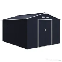 Magazie de Depozitare de 277x322x192cm din Metal pentru Unelte de Gradina cu Usi Glisante Duble, Gri Inchis Outsunny | Aosom RO