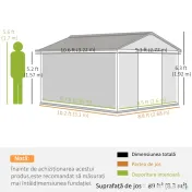 Outsunny Magazie de Depozitare de 11 x 9 din Metal pentru Unelte de Gradina cu Usi Glisante Duble si 4 Orificii de Aerisire 