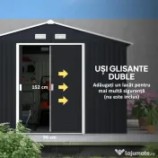 Outsunny Magazie de Depozitare de 11 x 9 din Metal pentru Unelte de Gradina cu Usi Glisante Duble si 4 Orificii de Aerisire 