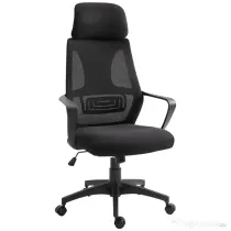 Vinsetto Scaun de Birou Ergonomic cu Brațe și Tetieră Reglabilă, Scaun Pivotant cu Suport Lombar, 64x55x116-126 cm, Negru | Aosom Romania