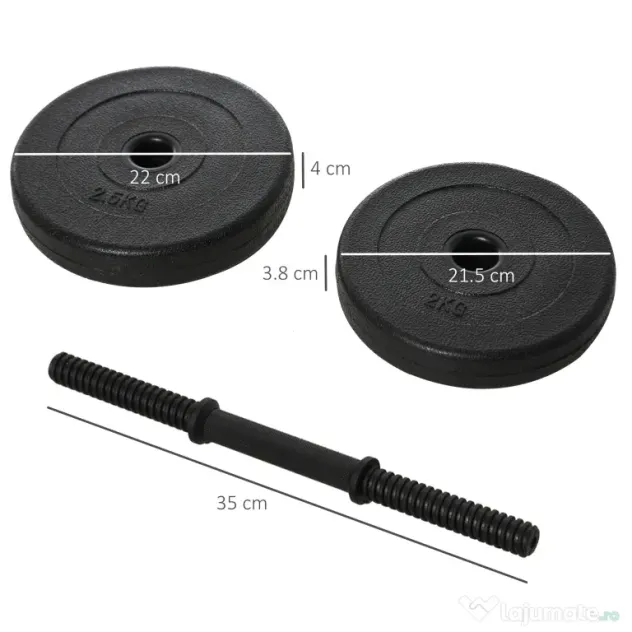 Set de 2 Gantere cu Discuri 18Kg HOMCOM | Aosom Romania