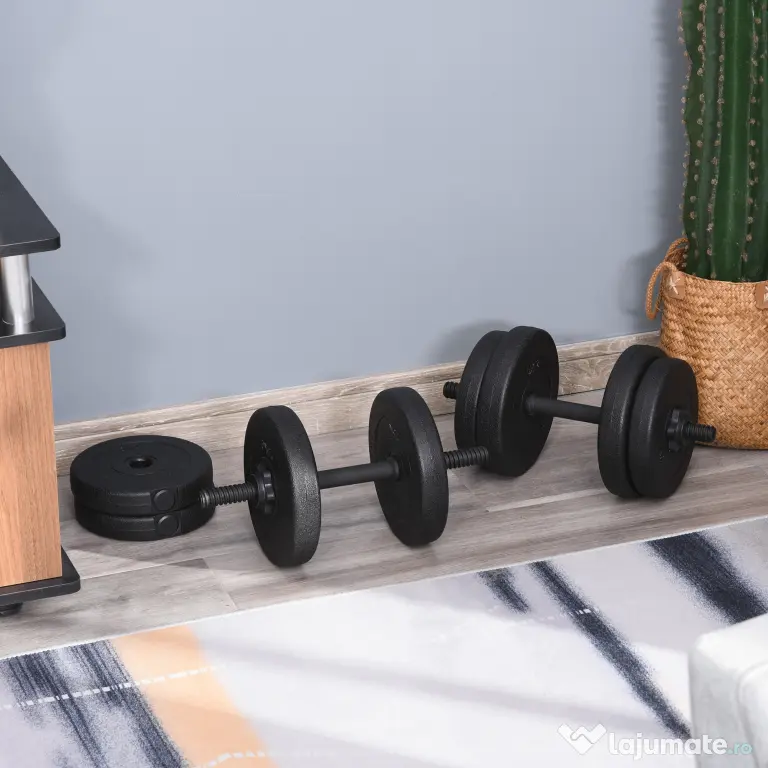 Set de 2 Gantere cu Discuri 18Kg HOMCOM | Aosom Romania