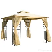 Pavilion de gradina de lux Outsunny 3x3 m, galben | Aosom Romania 