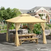 Pavilion de gradina de lux Outsunny 3x3 m, galben | Aosom Romania 