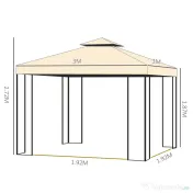 Pavilion de gradina de lux Outsunny 3x3 m, galben | Aosom Romania 