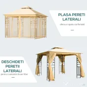 Pavilion de gradina de lux Outsunny 3x3 m, galben | Aosom Romania 