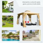 Pavilion de gradina de lux Outsunny 3x3 m, galben | Aosom Romania 