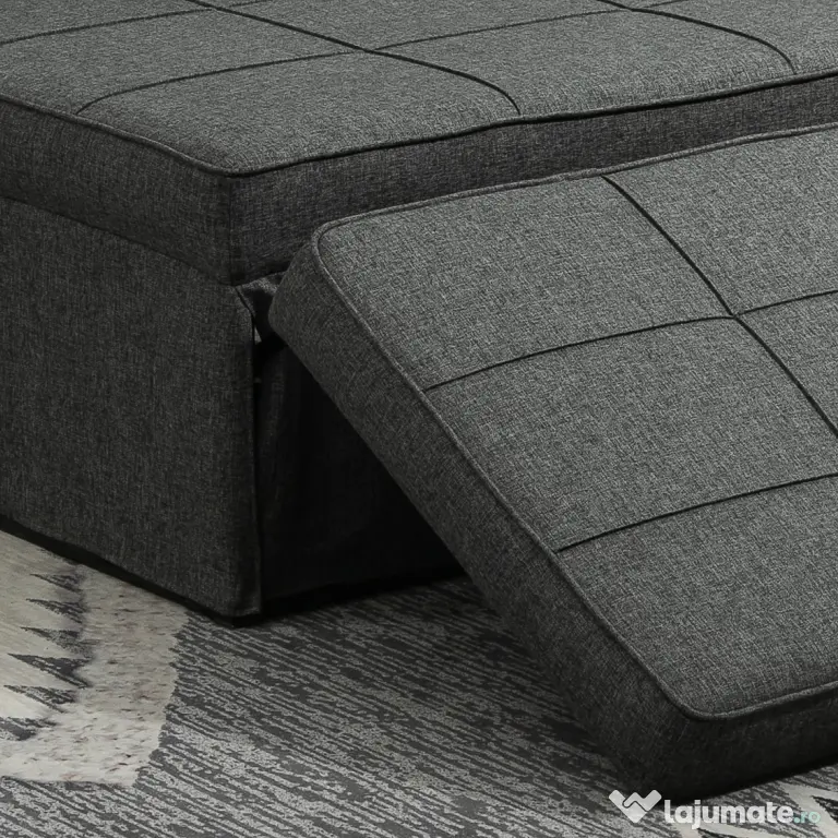 HOMCOM Canapea extensibilă cu Spătar Reglabil pe 5 Nivele și Pernă Suplimentară, 95x179x78 cm, Gri | Aosom Romania