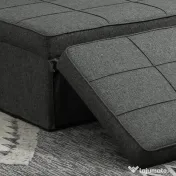HOMCOM Canapea extensibilă cu Spătar Reglabil pe 5 Nivele și Pernă Suplimentară, 95x179x78 cm, Gri | Aosom Romania