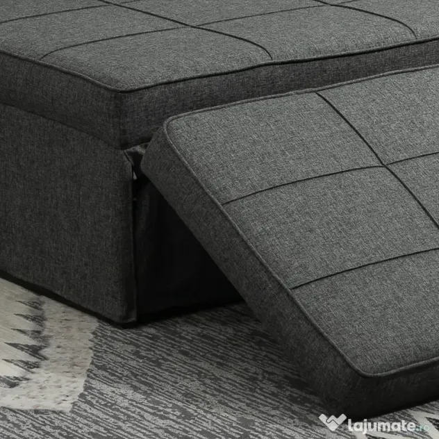HOMCOM Canapea extensibilă cu Spătar Reglabil pe 5 Nivele și Pernă Suplimentară, 95x179x78 cm, Gri | Aosom Romania