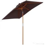 Outsunny Umbrelă dreptunghiulară înclinabilă 2x1,5 m cu 6 spițe și deschidere cu sfoară, din bambus și poliester, culoare cafea