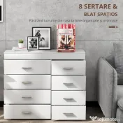 HOMCOM Comodă Elegantă pentru Casă și Birou cu Design Modern și Spațiu Amplu de Depozitare, 90x35x73 cm, Alb | Aosom Romania