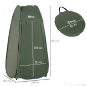 Outsunny Cort de Duș Pop Up Impermeabil cu Intrare cu Fermoar, 100x100x185 cm, Verde | Aosom Romania 