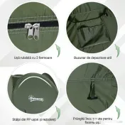 Outsunny Cort de Duș Pop Up Impermeabil cu Intrare cu Fermoar, 100x100x185 cm, Verde | Aosom Romania 