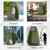 Outsunny Cort de Duș Pop Up Impermeabil cu Intrare cu Fermoar, 100x100x185 cm, Verde | Aosom Romania 