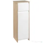 kleankin Dulap de Baie, Comodă cu 2 Niveluri și 1 Sertar din MDF, 32.6x30x90 cm, Lemn natural+Alb | Aosom Romania 